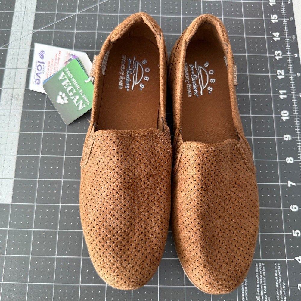 Skechers Bobs Suede Slip-On Flats in Light Brown